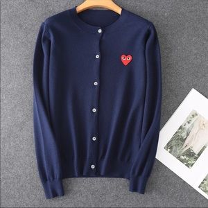 Comme De Garçon Navy Cashmere Cardigan